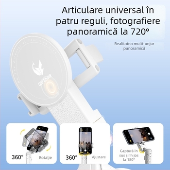 Mini selfie stick magnetic cu Bluetooth, suport telefon telescopic, mâner MagSafe compatibil, stabilizare anti-șoc, ABS + aliaj de aluminiu