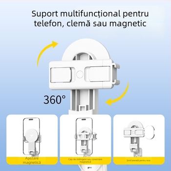 Mini selfie stick magnetic cu Bluetooth, suport telefon telescopic, mâner MagSafe compatibil, stabilizare anti-șoc, ABS + aliaj de aluminiu