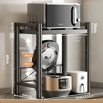 Raft depozitare pentru cuptor cu microunde, blat telescopic, din oțel inoxidabil, brand Hong le, model Storage rack, personalizat după desene, stil modern simplu