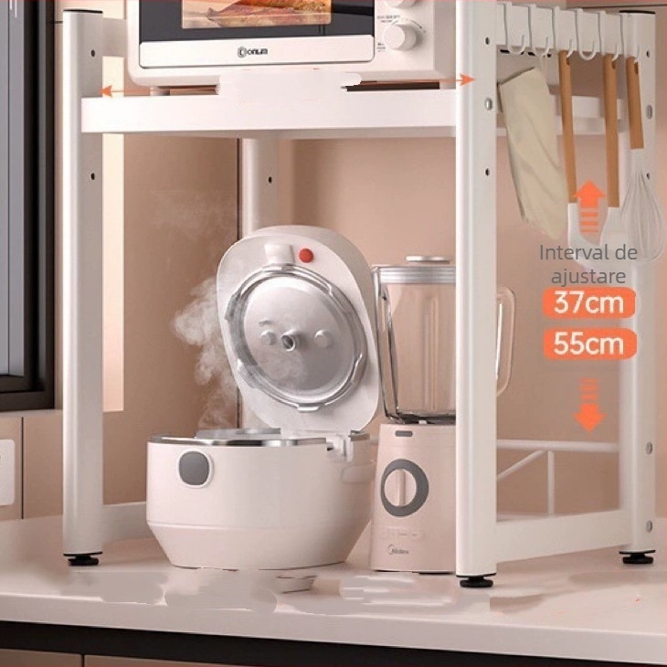 Raft depozitare pentru cuptor cu microunde, blat telescopic, din oțel inoxidabil, brand Hong le, model Storage rack, personalizat după desene, stil modern simplu