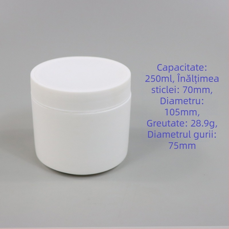 Borcan de cremă HDPE cu gât lat și capac (HDPE; etichete autocolante; imprimare logo)