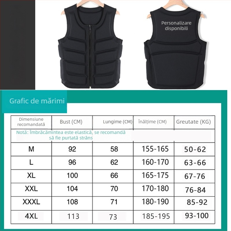 Vestă de plută pentru adulți, ultra-subțire, cu protecție anti-coliziune, pentru barcă cu motor, surfing, snorkeling și înot (WAN-1303)