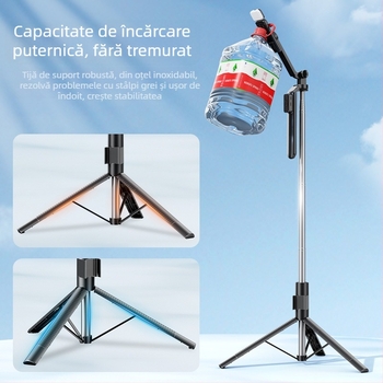 G20 selfie stick din aliaj de aluminiu, stabilizare anti-șoc cu patru picioare, telecomandă Bluetooth, iluminare 360°, utilizare manuală/podea