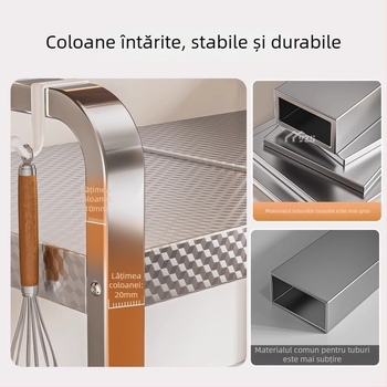 Raft de microunde din oțel inoxidabil, raft de depozitare cu mai multe niveluri pentru blat, suport bucătărie modern minimalist, model AQ-1841Y, număr de produs AQ-1841X