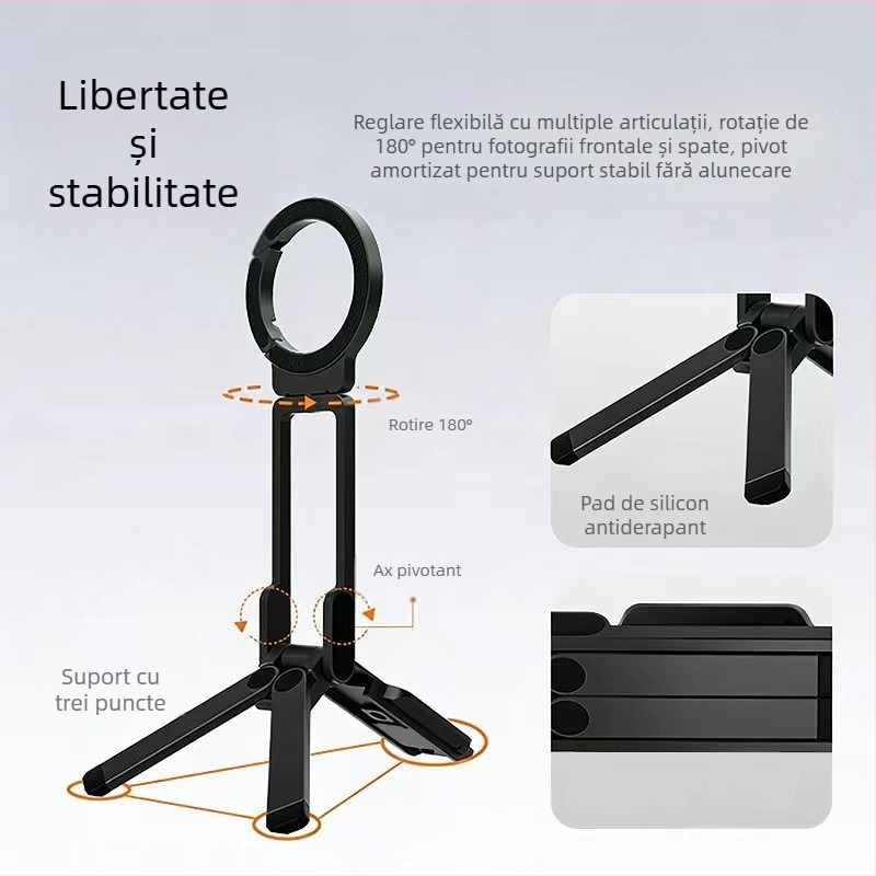 Selfie Stick cu suport universal pentru telefon, rotativ, portabil, personalizabil, pentru călătorii și streaming live