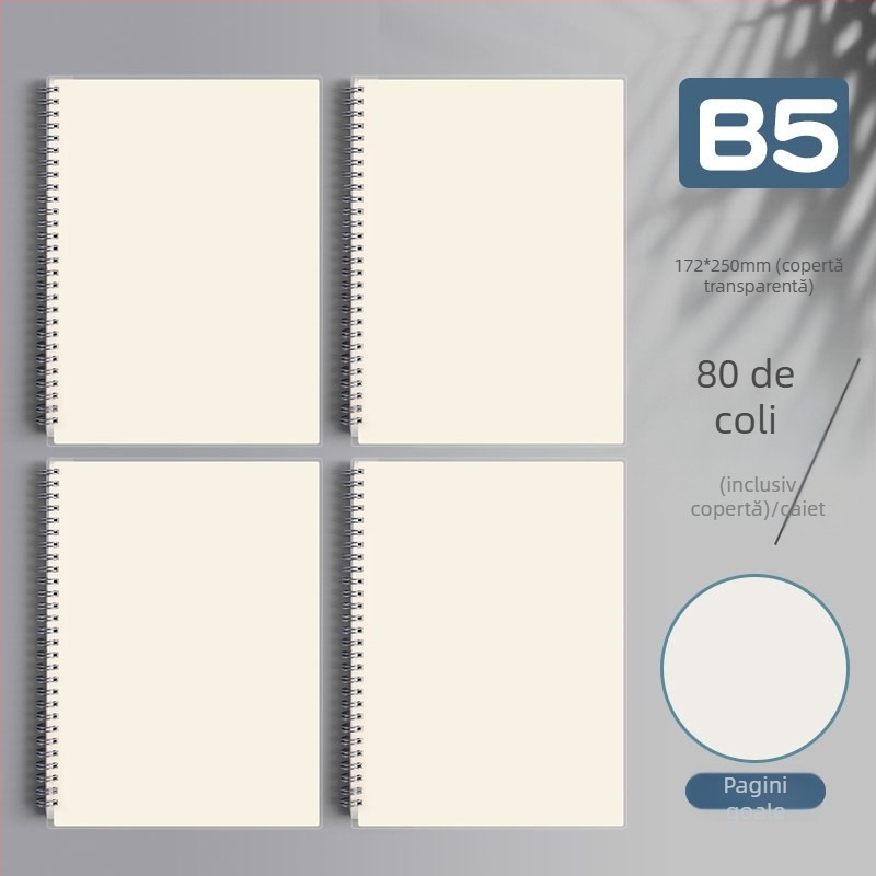 Caiet cu spirală, cu grilă și linii orizontale, ediție îngroșată pentru gimnaziu, liceu și examene de admitere la master