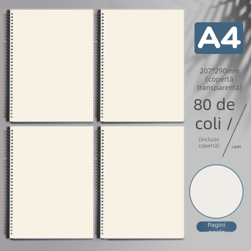 Caiet cu spirală, cu grilă și linii orizontale, ediție îngroșată pentru gimnaziu, liceu și examene de admitere la master