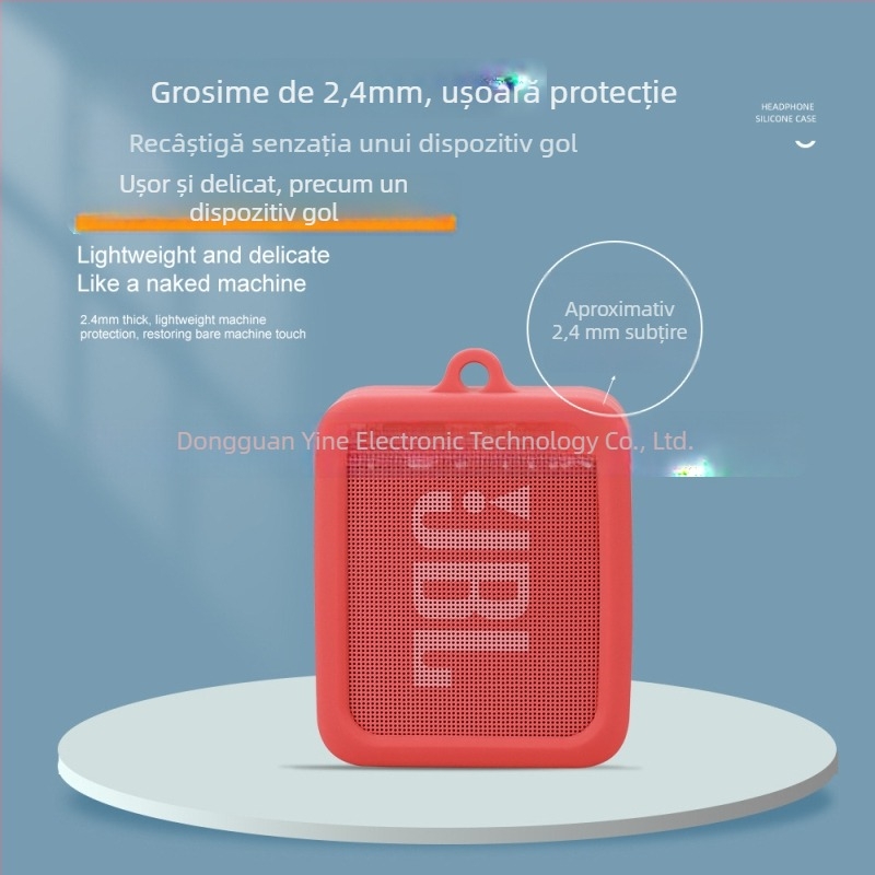 Husă protectoare din silicon pentru difuzorul JBL Go Essential Bluetooth — materiale: silicon, TPU, silicon lichid; turnare prin injecție; personalizabil.