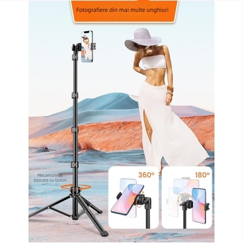 Shadowst Trepied de podea din aliaj pentru telefonul mobil, cu Bluetooth și telecomandă, stabilizare a imaginii, suport pentru transmisii live