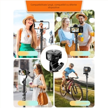 Shadowst Trepied de podea din aliaj pentru telefonul mobil, cu Bluetooth și telecomandă, stabilizare a imaginii, suport pentru transmisii live