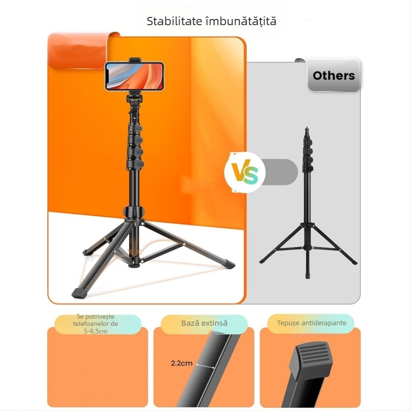 Shadowst Trepied de podea din aliaj pentru telefonul mobil, cu Bluetooth și telecomandă, stabilizare a imaginii, suport pentru transmisii live