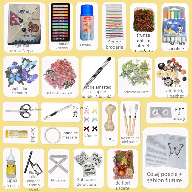 Jurnal cu pagini din hârtie din paie – copertă PP, kit DIY, fără marcă, stil 11408890