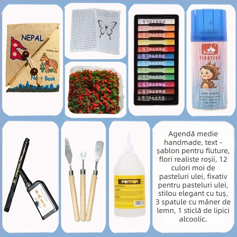Jurnal cu pagini din hârtie din paie – copertă PP, kit DIY, fără marcă, stil 11408890