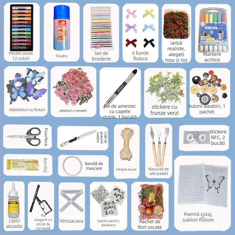 Jurnal cu pagini din hârtie din paie – copertă PP, kit DIY, fără marcă, stil 11408890