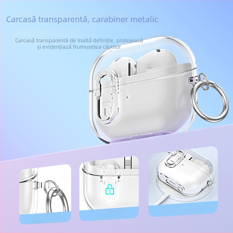 Carcasă pentru Samsung Buds3 Pro — TPU Transparent cu Încuidere, Carcasă de Protecție Turnată prin Injecție, Personalizabilă, Brand WLG