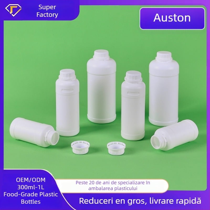 Sticlă rotundă HDPE pentru pesticide, turnare prin blow molding, capac exterior, material 100% pur, imprimare logo