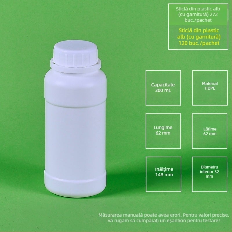 Sticlă rotundă HDPE pentru pesticide, turnare prin blow molding, capac exterior, material 100% pur, imprimare logo