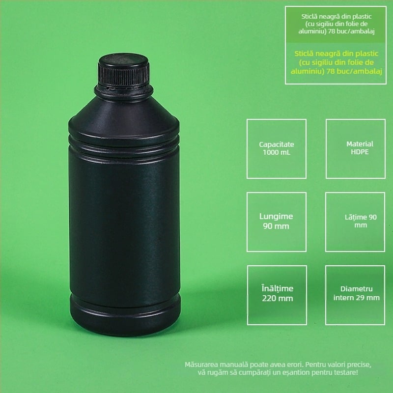 Sticlă rotundă HDPE pentru pesticide, turnare prin blow molding, capac exterior, material 100% pur, imprimare logo