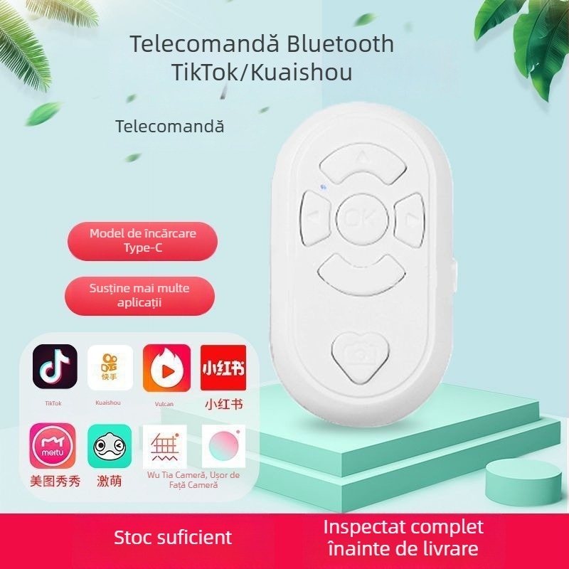 Ax-1 Telecomandă video pentru telefon mobil, Bluetooth până la 10 m, baterie 130 mAh, carcasă ABS, Mod cu buton