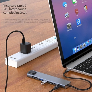 Dock de extensie ALNK AL-8IN1, compatibil cu laptopuri și telefoane mobile