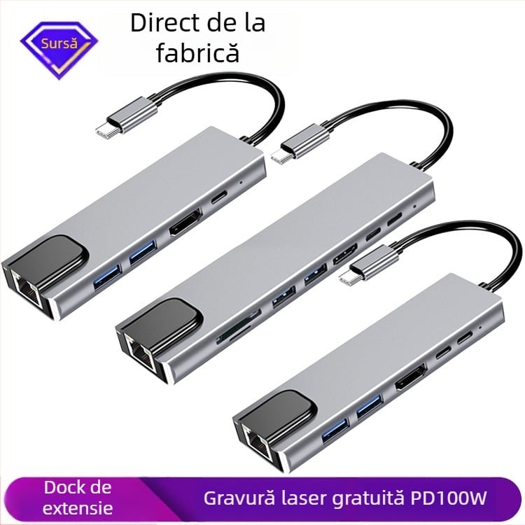 Dock de extensie ALNK AL-8IN1, compatibil cu laptopuri și telefoane mobile