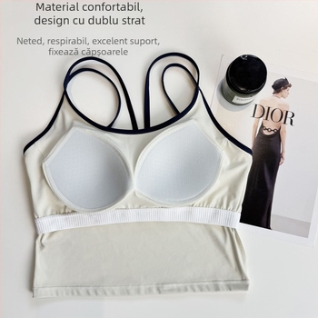 Bustier sport pentru femei cu bretele încruciate la spate, respirabil, uscare rapidă, înaltă elasticitate, material Nylon-Spandex (80/20)