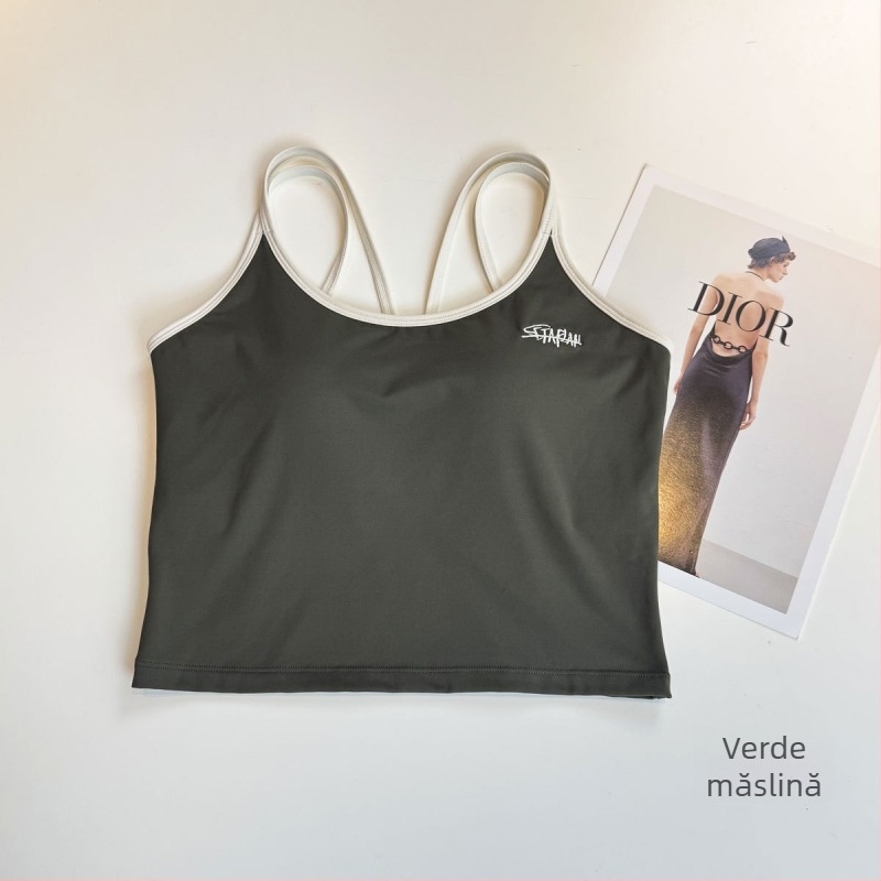 Bustier sport pentru femei cu bretele încruciate la spate, respirabil, uscare rapidă, înaltă elasticitate, material Nylon-Spandex (80/20)