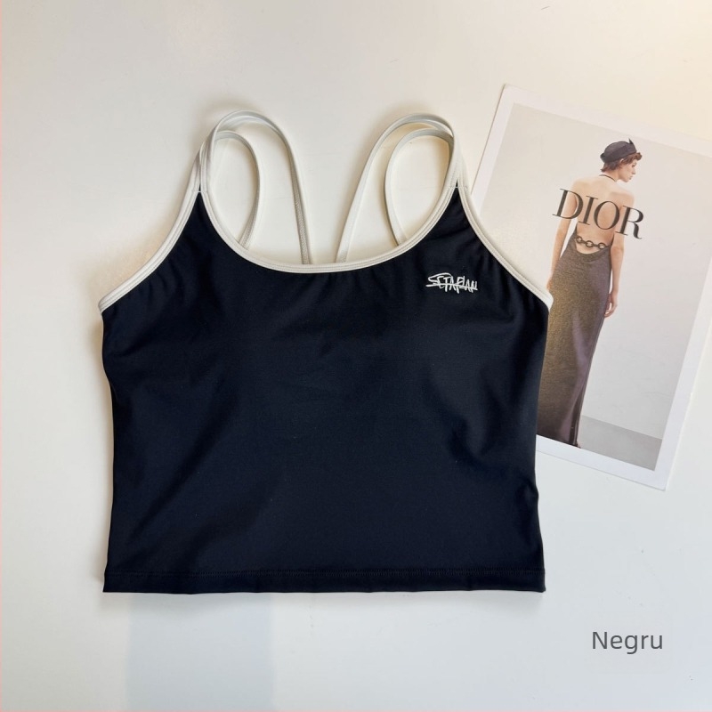 Bustier sport pentru femei cu bretele încruciate la spate, respirabil, uscare rapidă, înaltă elasticitate, material Nylon-Spandex (80/20)