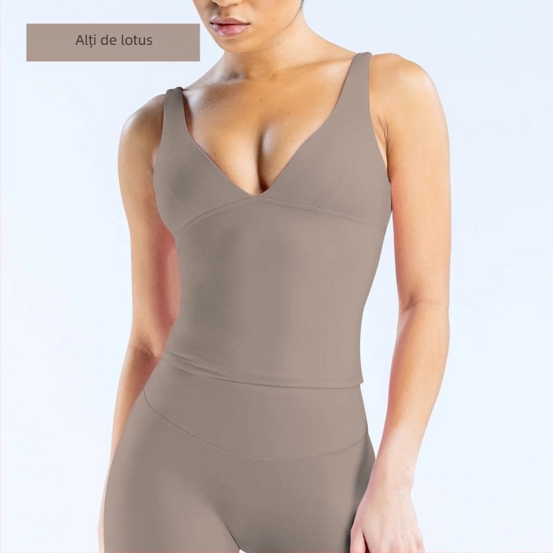 Bustier sport pentru femei, înaltă intensitate, uscare rapidă, cu pernă încorporată pentru sâni - Nailon-Elastan (87/13), absorbție a umidității, control abdominal strâns, elasticitate înaltă, croială slim, lungime până la abdomen