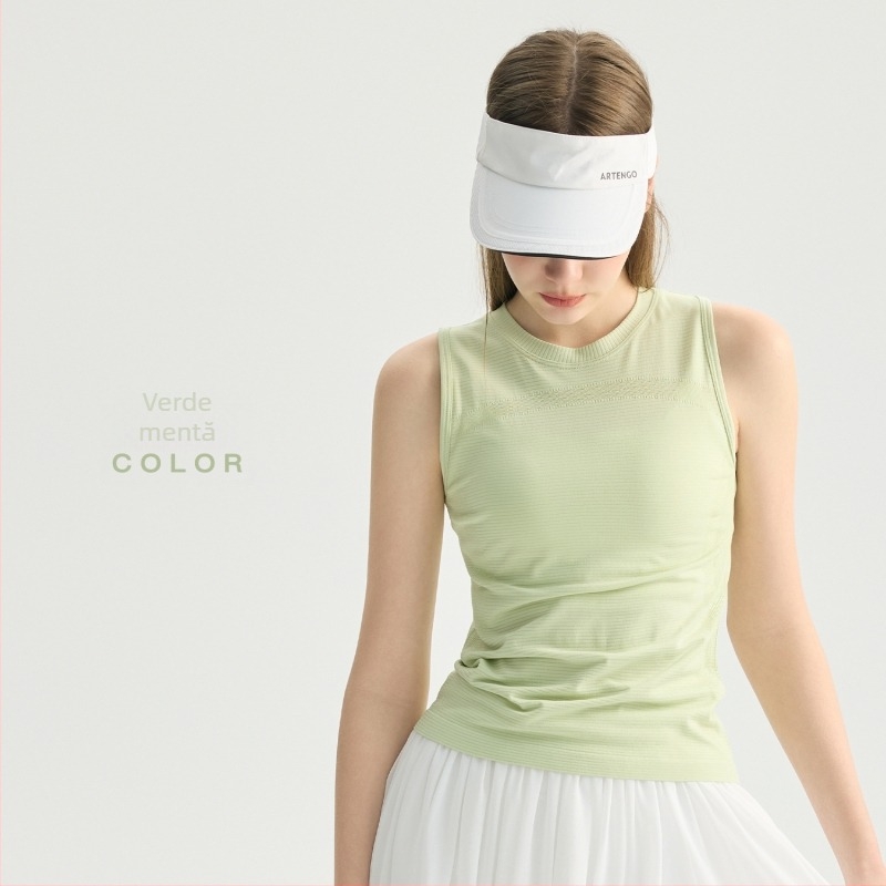 Top de fitness fără mâneci pentru femei, respirabil, uscare rapidă, din nylon 92%/spandex 8%, croială slim, lungime pe șolduri, fără bureți pentru piept