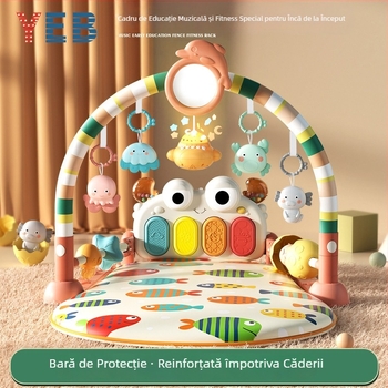 Baby Gym cu pian muzical pedalat și covoraș de cățărare — din plastic, pentru copii 0-3 ani, dezvoltă coordonarea mână-ochi, simțurile și auzul