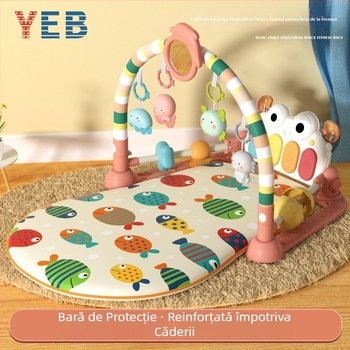 Baby Gym cu pian muzical pedalat și covoraș de cățărare — din plastic, pentru copii 0-3 ani, dezvoltă coordonarea mână-ochi, simțurile și auzul