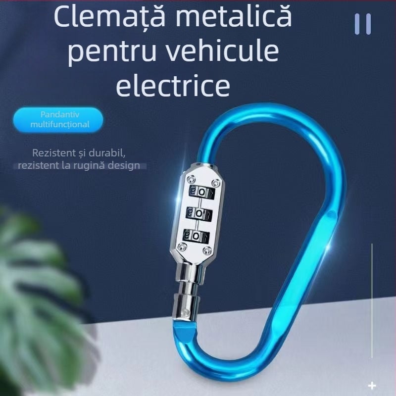  Lacăt cu combinație pentru vehicul electric – cârlig pentru cască, încuietoare pentru coșul din față și bagaj, aliaj DXs, 88 g, pentru mașini electrice și motociclete