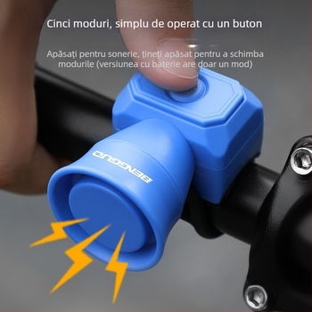 KVDI sonerie de bicicletă USB reîncărcabilă, cu carcasă ABS, model BG-3509, baterie CR2032 200 mAh