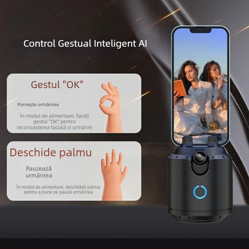 Gimbal stabilizator cu două axe pentru telefonul mobil Yunteng, rotație orizontală de 360°, limită de rotație de 360°, înclinare verticală de 15°, ABS+PC material