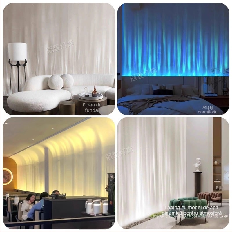 Lampă LED pentru perete cu model de apă – valuri de apă 3D dinamice, carcasă din aluminiu, 3600 lm, IP43, reglabilă