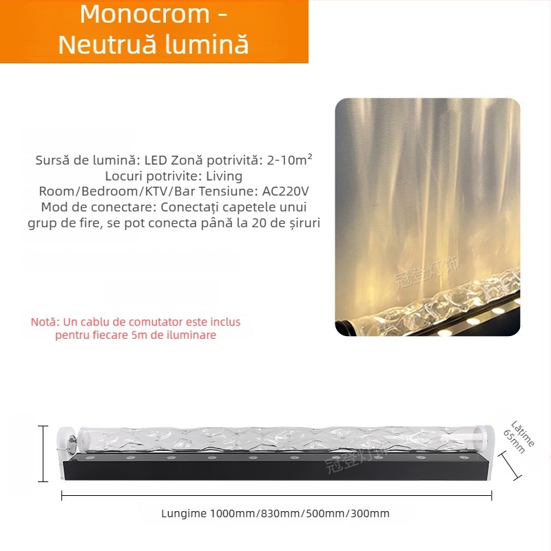 Lampă LED pentru perete cu model de apă – valuri de apă 3D dinamice, carcasă din aluminiu, 3600 lm, IP43, reglabilă