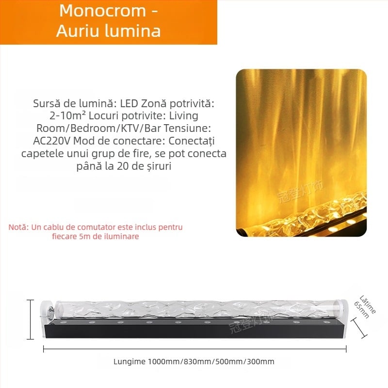 Lampă LED pentru perete cu model de apă – valuri de apă 3D dinamice, carcasă din aluminiu, 3600 lm, IP43, reglabilă