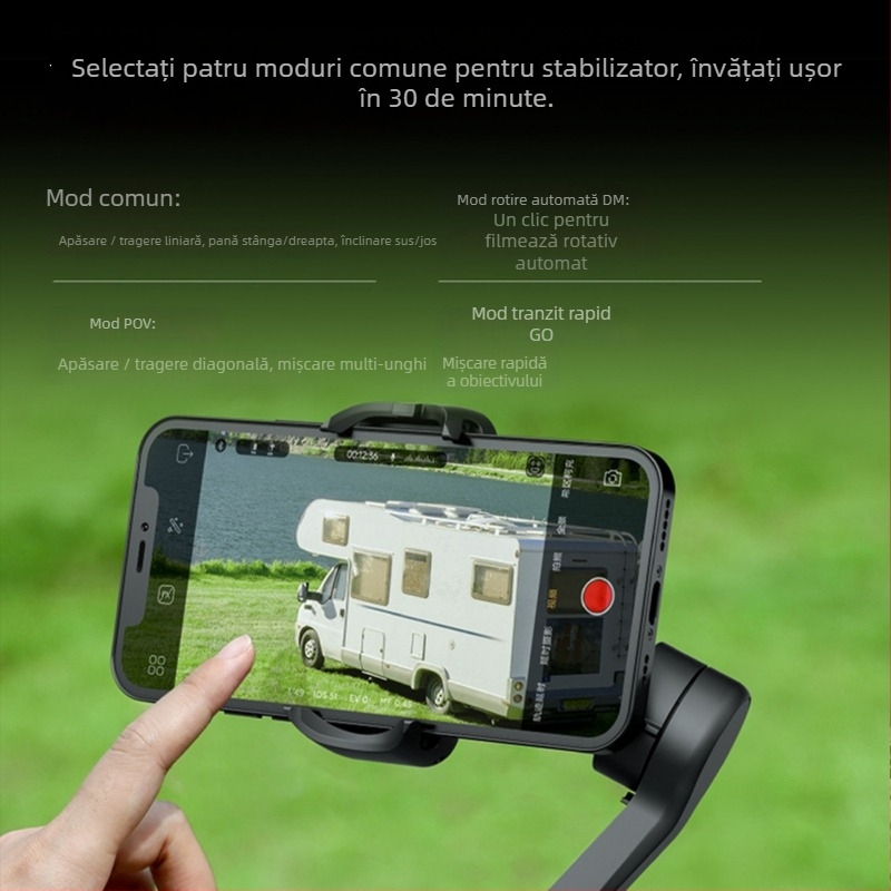 Stabilizator pentru telefon cu trei axe, urmărire facială, pliabil, RK-C302, aliaj de aluminiu