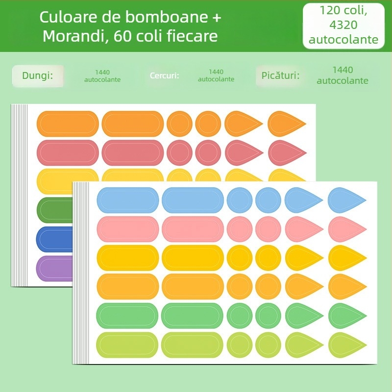 Etichete multifuncționale de adnotare cu picături de apă și indicatoare de ploaie – gata de lipire, pagini interioare ale broșurii, ambalaj de bază, Brand Huge