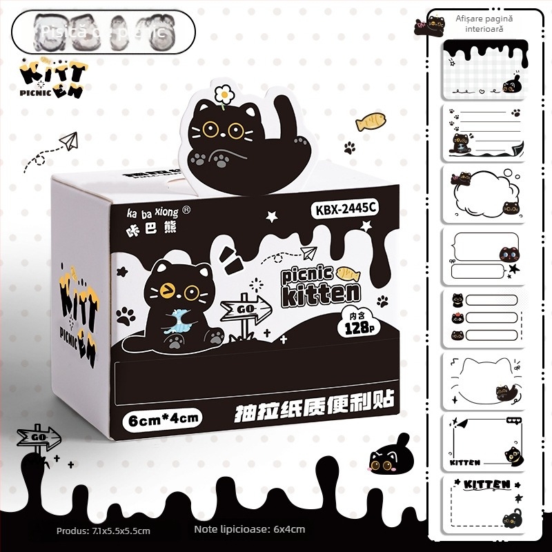 Note autoadezive cu personajul Kaba Bear, design de tras, 128 pagini, KBX-2445