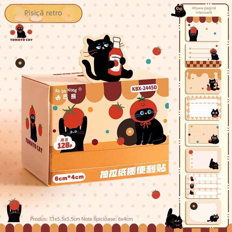 Note autoadezive cu personajul Kaba Bear, design de tras, 128 pagini, KBX-2445