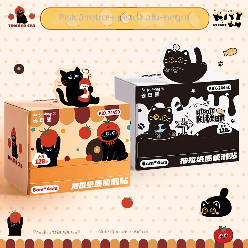 Note autoadezive cu personajul Kaba Bear, design de tras, 128 pagini, KBX-2445