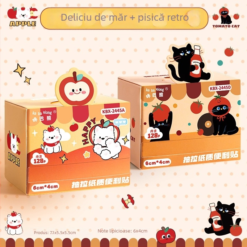 Note autoadezive cu personajul Kaba Bear, design de tras, 128 pagini, KBX-2445