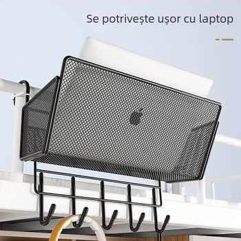 Raft metalic pentru lângă pat cu cârlige - portabil, demontabil, fără montaj, stil minimalist, 1 nivel, din oțel carbon