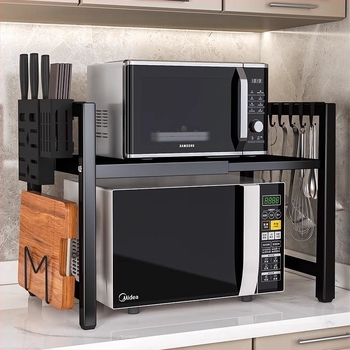 Raft extensibil de bucătărie pentru cuptor cu microunde – oțel de carbon, scalabil, design minimalist modern, mostre personalizate