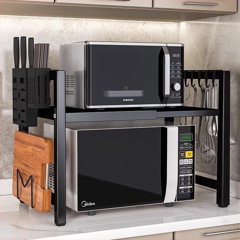Raft extensibil de bucătărie pentru cuptor cu microunde – oțel de carbon, scalabil, design minimalist modern, mostre personalizate