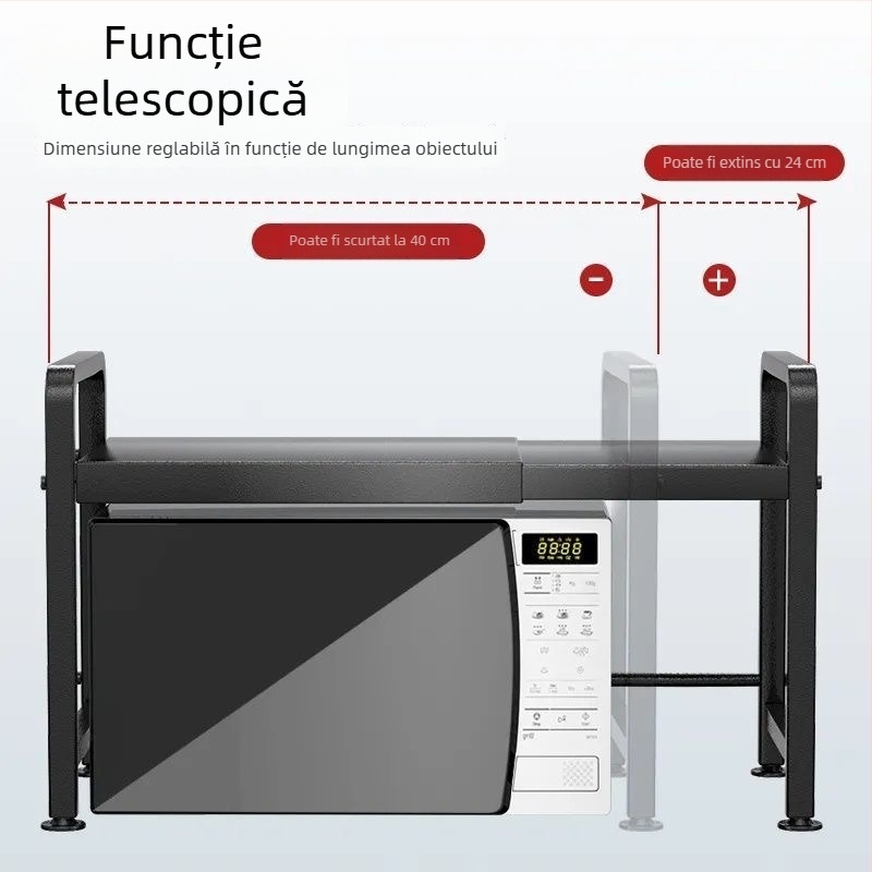 Raft extensibil de bucătărie pentru cuptor cu microunde – oțel de carbon, scalabil, design minimalist modern, mostre personalizate