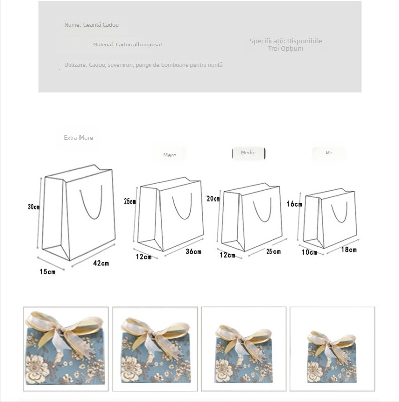 Pungi de cadouri din hârtie pentru ambalarea hainelor — carton alb, imprimare offset, personalizabile, mărci private licențiate