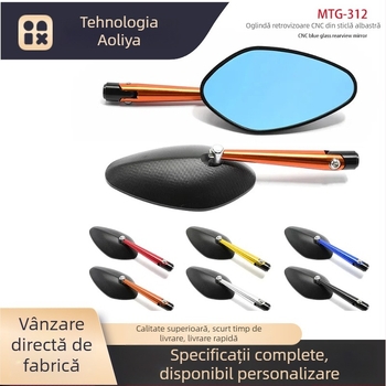 Oglindă retrovizoare pentru motocicletă - aliaj de aluminiu, turnare CNC, model OLIA-312, montaj universal, pentru naveta zilnică